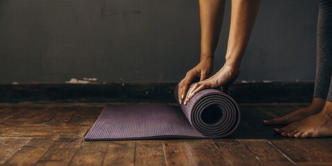 Rolling Up Yoga Mat After Practice
