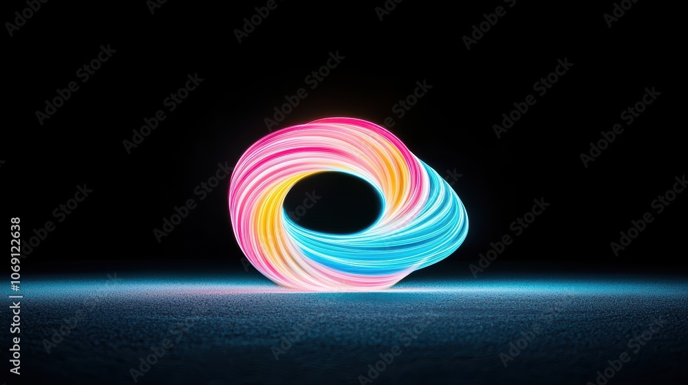 Poster light painting photograph created by moving a light source in front of the camera, resulting in abst