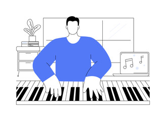 Learn playing piano isolated cartoon vector illustrations.