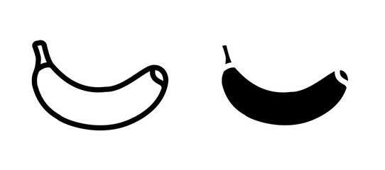 Banana icon symbol collection on white background.