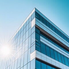 A modern office building with a glass and steel exterior, showcasing sleek and contemporary architecture