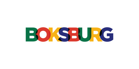 Boksburg in the South Africa emblem. The design features a geometric style, vector illustration with bold typography in a modern font. The graphic slogan lettering.