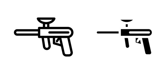 Paintball gun icon symbol collection on white background.