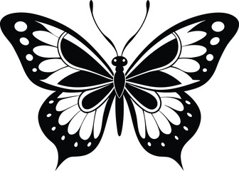 Butterfly silhouette black vector art illustration