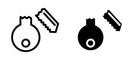 Broken key icon symbol collection on white background.