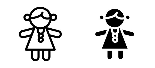 Doll icon symbol collection on white background.
