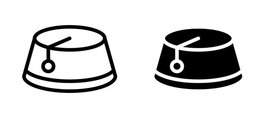 Fez hat icon symbol collection on white background.