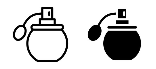 Perfume bottle icon symbol collection on white background.