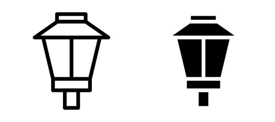 Street lamp icon symbol collection on white background.