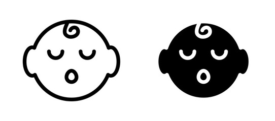 Sleeping baby icon symbol collection on white background.