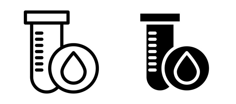 Blood test icon symbol collection on white background.