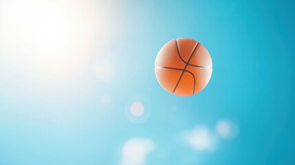Fototapeta premium A basketball soaring through the air, a split-second before it swishes through the net, capturing the precision, skill, and excitement of a perfect shot.