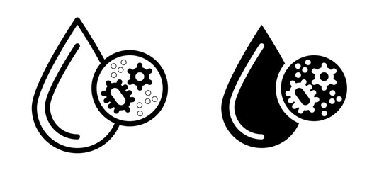 Dirty water drop icon symbol collection on white background.