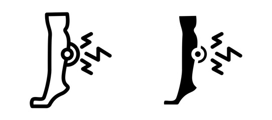 Shin pain icon symbol collection on white background.
