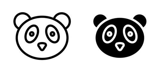 Panda icon symbol collection on white background.