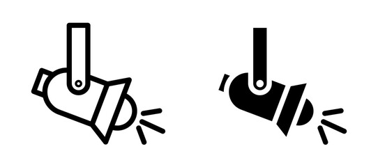 Spotlight icon symbol collection on white background.