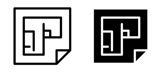 Architecture plan icon symbol collection on white background.