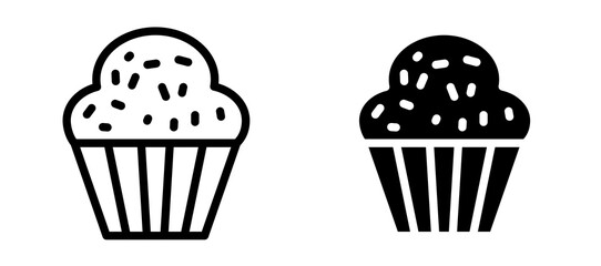 Muffin icon symbol collection on white background.