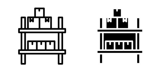 Storage rack icon symbol collection on white background.