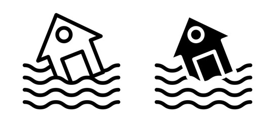 Flood icon symbol collection on white background.