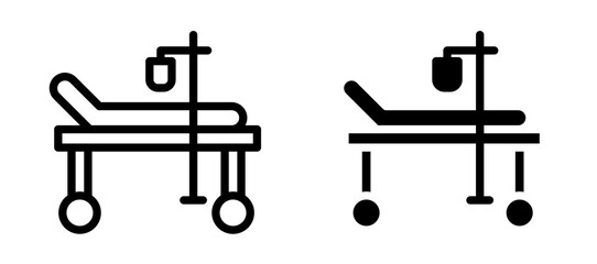 Hospital bed icon symbol collection on white background.