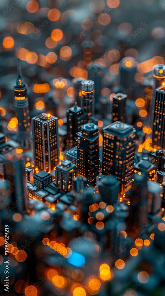Poster explore a stunning 3d cityscape featuring intricate hexagonal structures illuminated by glowing ligh