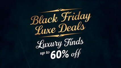 Fototapeta premium Elegant Black Friday Luxe Deals Banner, Green Background, Gold Script for 