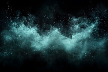 Fototapeta premium Soft Pale Green Dust Particles on Dark Background