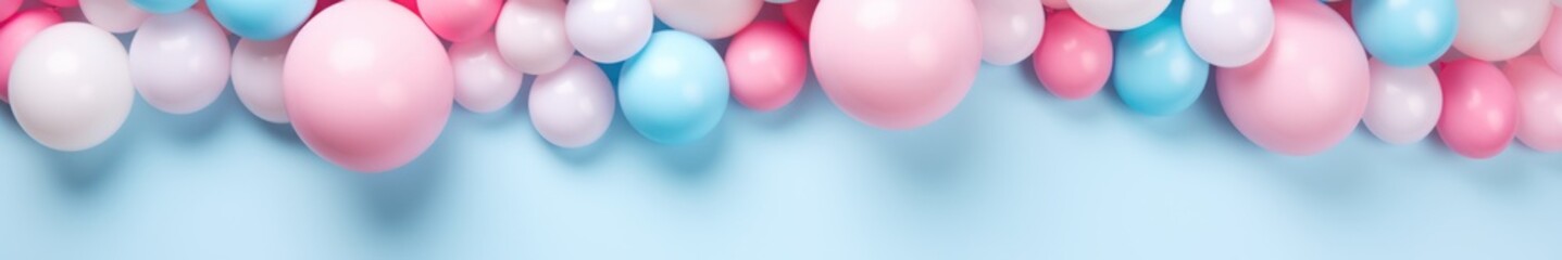 Vibrant Colorful Spheres on Pastel Background. Bubble Gum. Abstract 3D Render with Empty, Blank Space for Text, Design