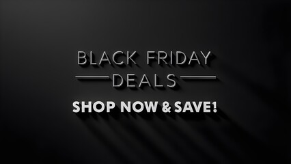 Obraz premium Minimalist Black Friday Deals Banner, Sleek Black Background with Thin Metallic Silver 