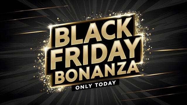 High-End Black Friday Banner with Black and Gold, "BLACK FRIDAY BONANZA" in Gold Letters, Shimmer Effect