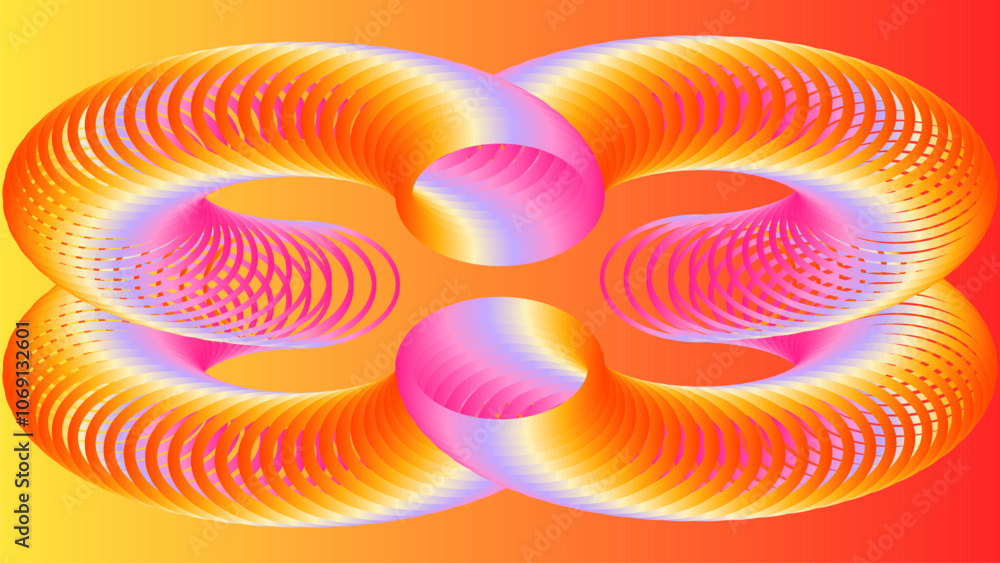 Poster abstract background of complex pattern of overlapping circles with gradient of orange white purple a
