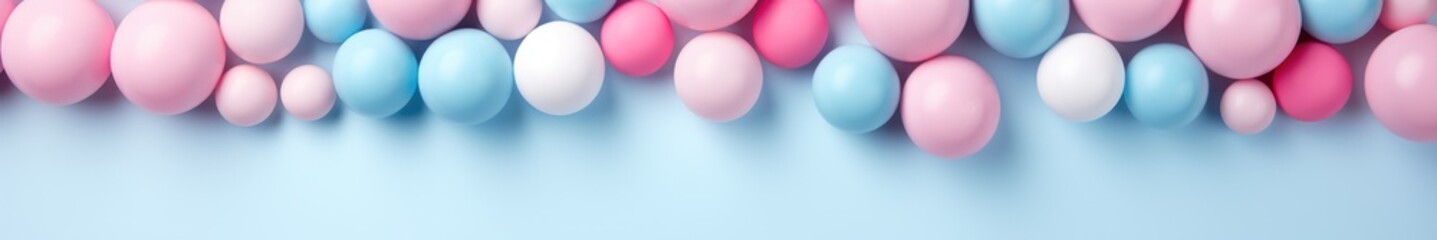 Vibrant Colorful Spheres on Pastel Background. Bubble Gum. Abstract 3D Render with Empty, Blank Space for Text, Design
