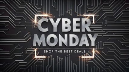 Cyber Monday Banner Featuring Circuit Design and Bold Silver Text
