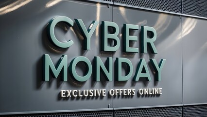 Cyber Monday Banner Featuring Bold Teal Font and Honeycomb Pattern