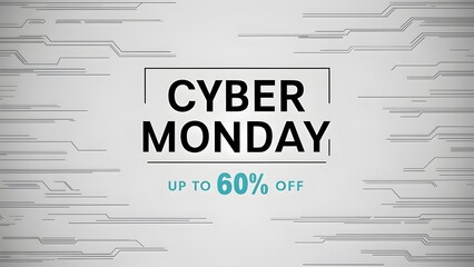 Cyber Monday Banner Featuring Bold Font with Modern Tech Design