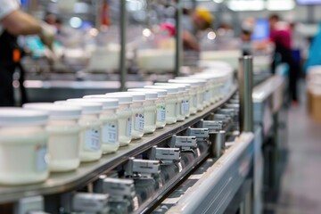 Yoghurt packing machine is shown at a food and drink exhibition.