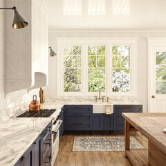 Interior of a classic kitchen. 3D illustration