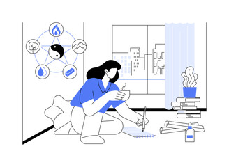 Creating Feng Shui plan isolated cartoon vector illustrations.