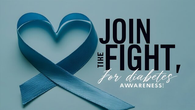 Heart Shaped Ribbon Graphic with "Join the Fight for Diabetes Awareness"