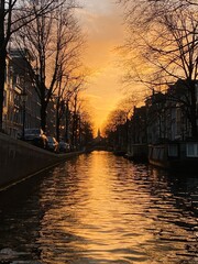 sunset over the river