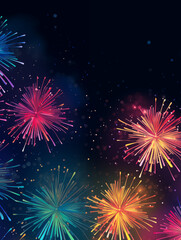 Naklejka premium A vector of colorful sparkling fireworks on white background. perfect for holiday, New Year, or celebratory themes.