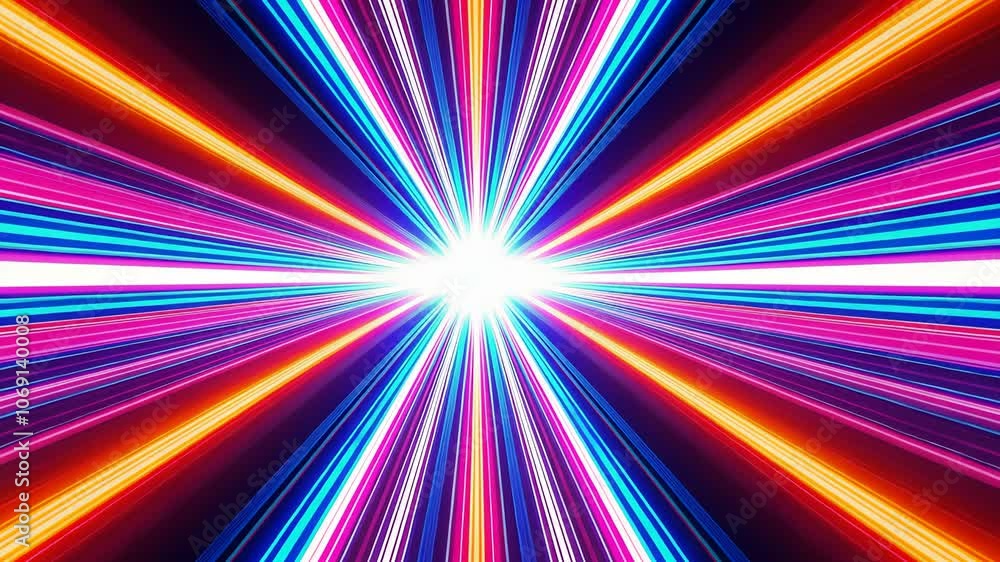 Poster vibrant multicolor light burst with dynamic symmetrical patterns