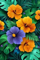 Fototapeta premium Elegant floral arrangement wishing Happy Father's Day amidst lush greenery, perfect for celebrating the role of fathers in our lives during the special day