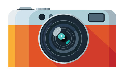 Digital camera for photo shoot and camera icon for digital camera illustration with lence and colorful cameras and analogue camera with lense and parts. orange camera and yellow camera capture photos