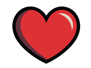 Elegant Heart Icon Design for Love & Romance. Heart shape love icon for emotion and red heart illustration to show love and devotion icon in red color heart vector illustration and shadow in red blood