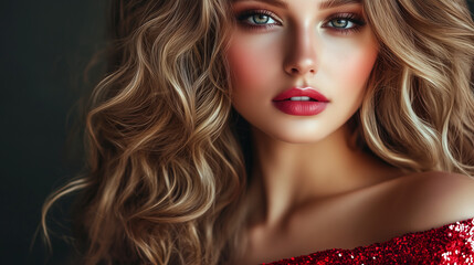 Fototapeta premium Modella con bellissimi capelli. Pubblicità di un parrucchiere da donna.