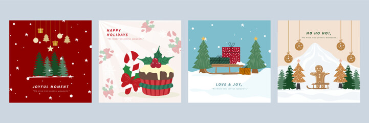 Colorful Christmas Card Designs with Festive Elements
