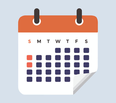 Calendar vector illustration with date and 1 to 30 days number calendar illustration, illustration of monthly and yearly table calendar date and weekdays. desk calendar with orange wall calendar