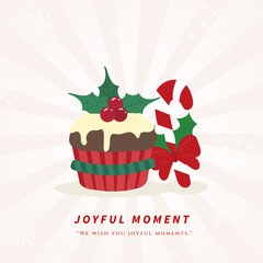 Festive illustration featuring a decorated Christmas capturing the joy and celebration of the holiday season. Ideal for festive greeting cards and decorations